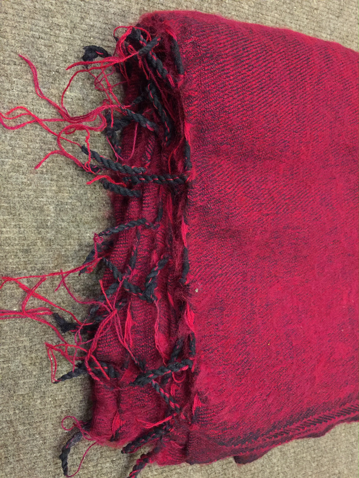 Tibetan Maroon Yak Wool Large Meditation Shawl 