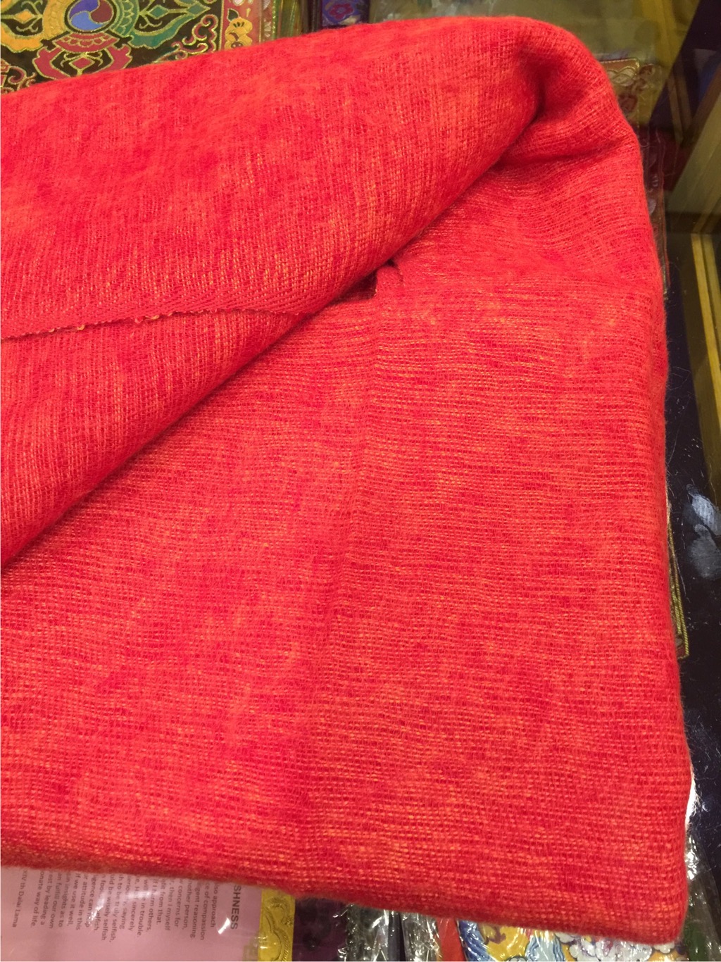 Tibetan Orange Yak Wool Medium Meditation Shawl
