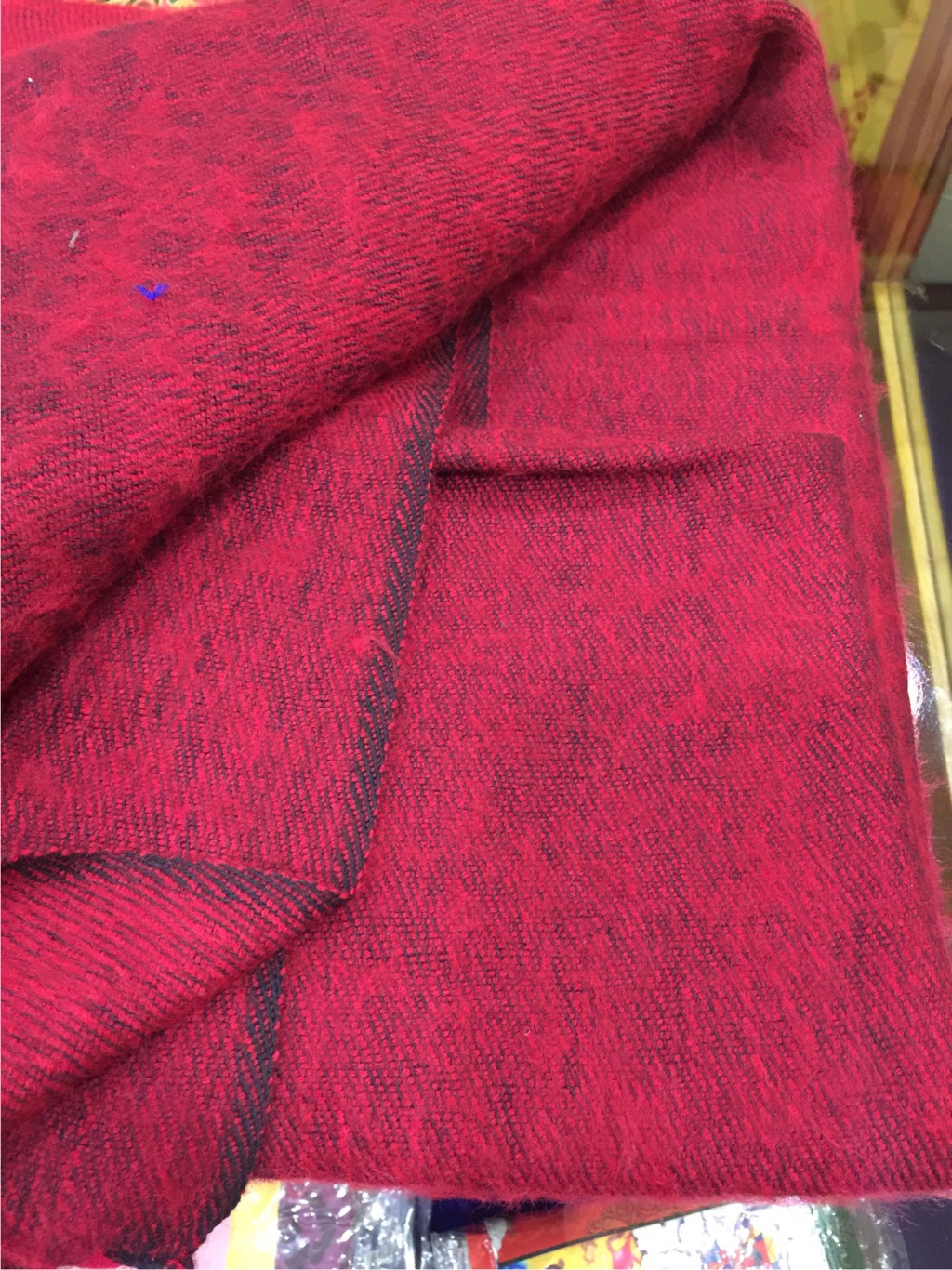 Tibetan Maroon Yak Wool Medium Meditation Shawl