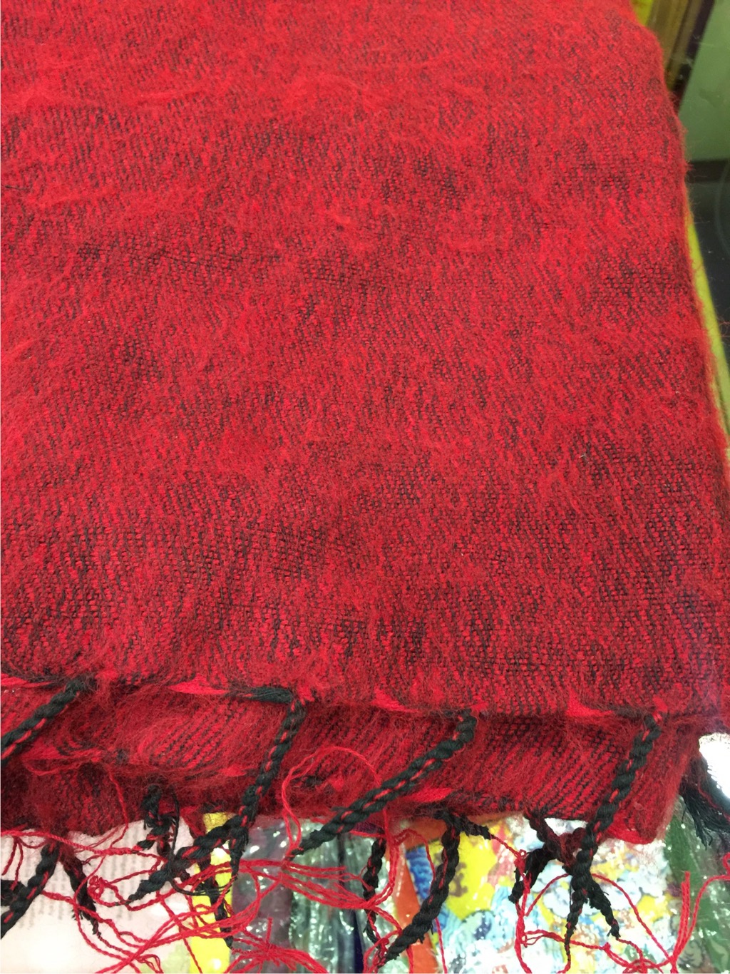 Tibetan Maroon Yak Wool Medium Meditation Shawl
