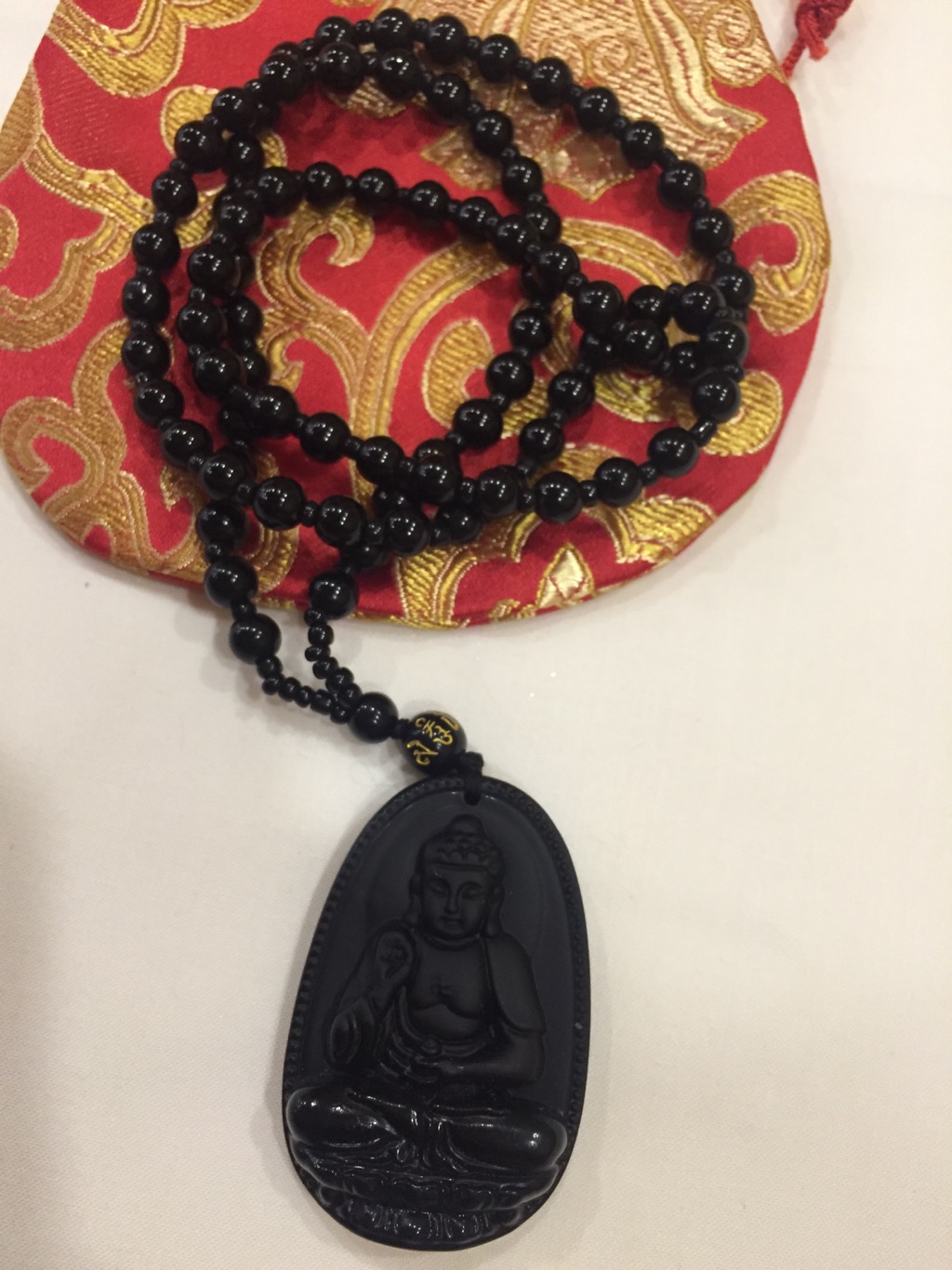 Tibetan Large Buddha Black Onyx Mala Prayer Beads