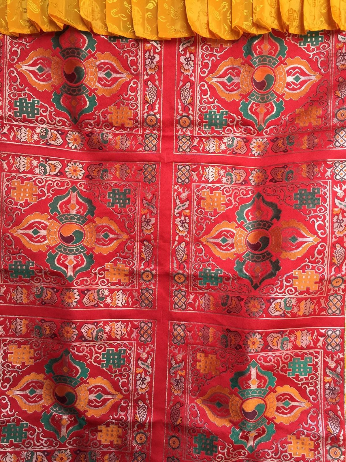 Tibetan Silk Brocade Crossed Vajra Door Curtain