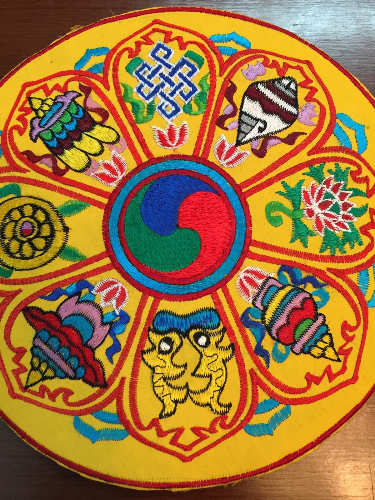 Tibetan 8 Auspicious Symbol Round Placemat